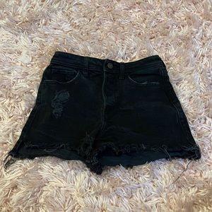 hollister black jean shorts button up.